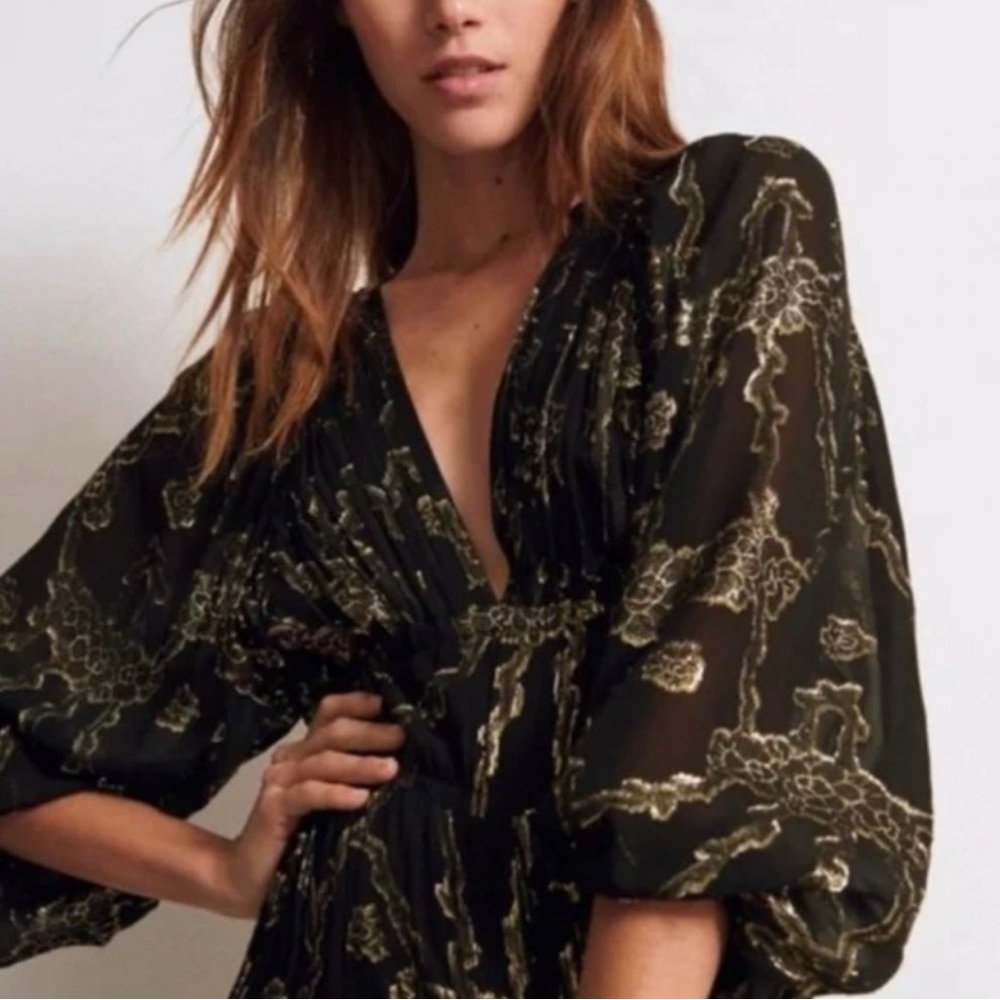 Ba&sh printed metallic maxi dress